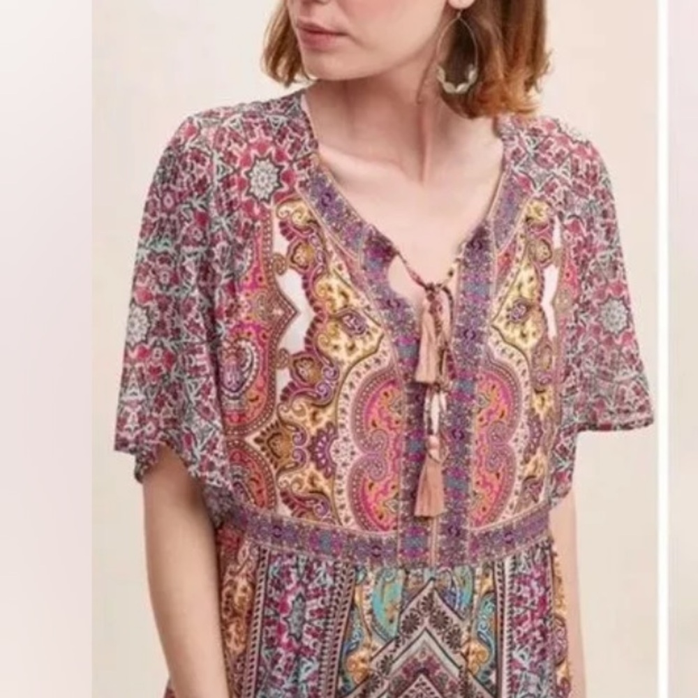 Anthropologie Kachel boho ethereal flowy feminine maxi dress size S